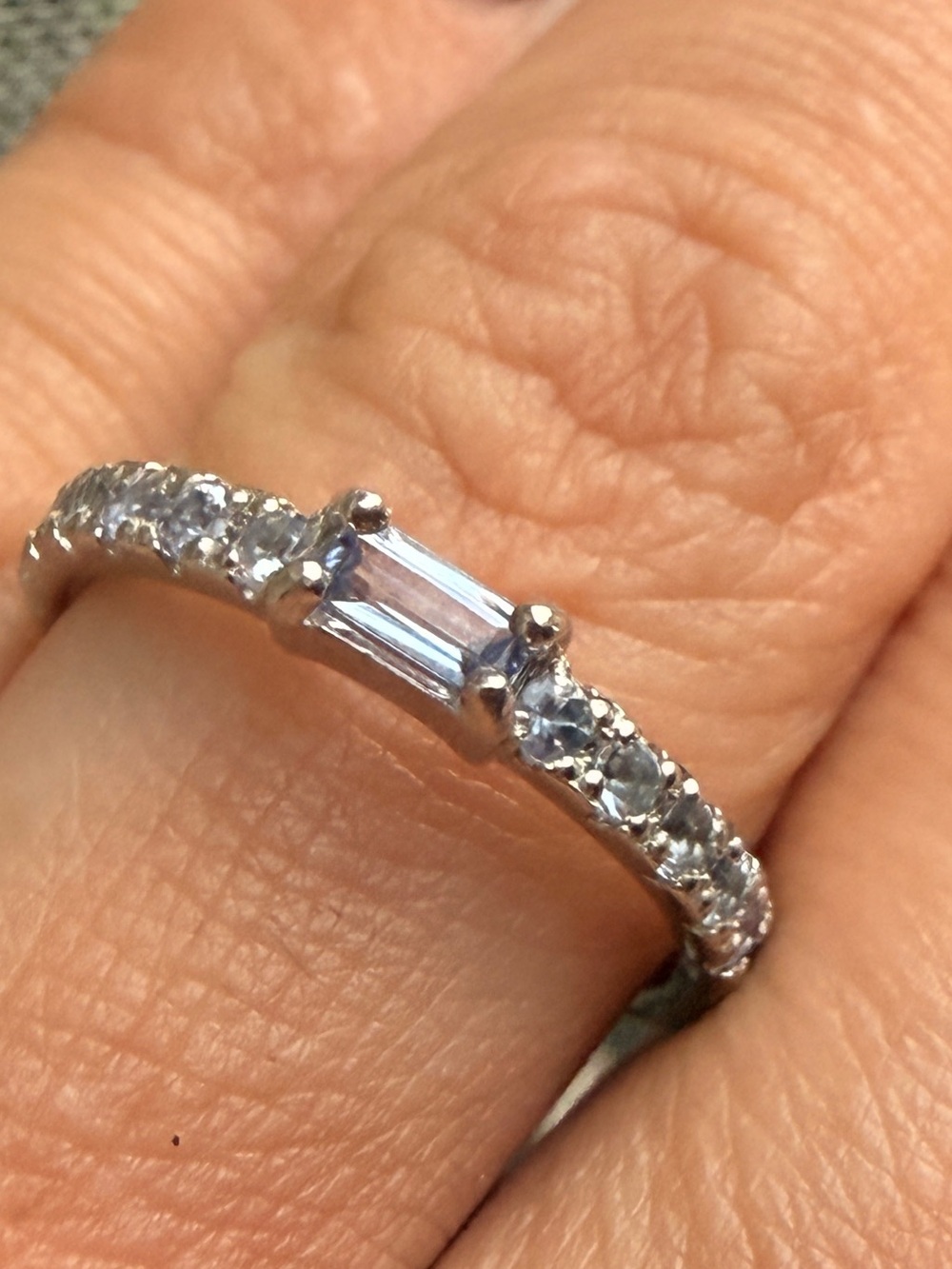 Tanzanite Baguette Paved Half Eternity Ring/Band
 sz 7